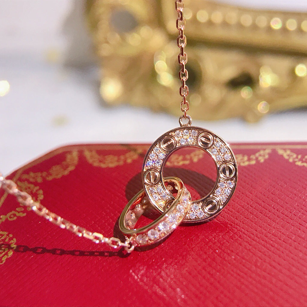 [Love Lucky]LOVE  FULL DIAMOND PENDANT NECKLACE