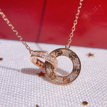 [Love Lucky]LOVE  FULL DIAMOND PENDANT NECKLACE