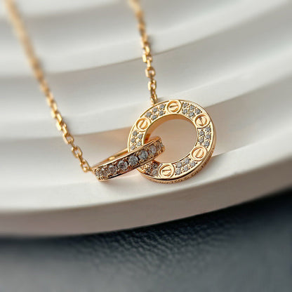 [Love Lucky]LOVE  FULL DIAMOND PENDANT NECKLACE