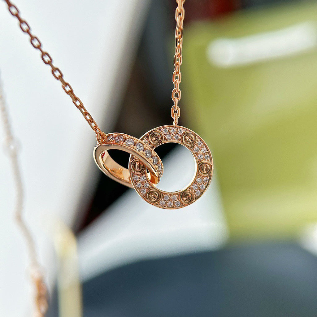 [Love Lucky]LOVE  FULL DIAMOND PENDANT NECKLACE