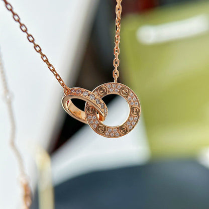 [Love Lucky]LOVE  FULL DIAMOND PENDANT NECKLACE
