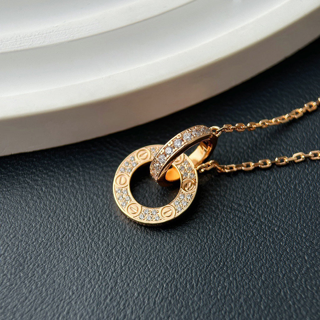 [Love Lucky]LOVE  FULL DIAMOND PENDANT NECKLACE
