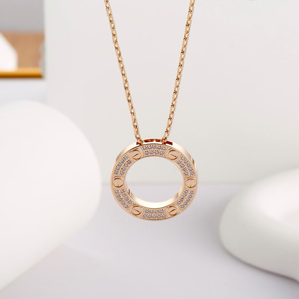 [Love Lucky]LOVE NECKLACE 16MM  FULL DIAMOND