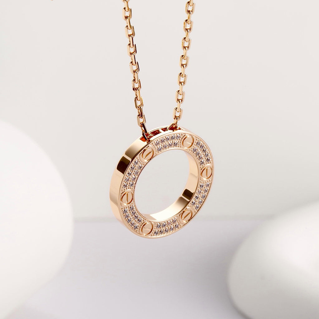 [Love Lucky]LOVE NECKLACE 16MM  FULL DIAMOND