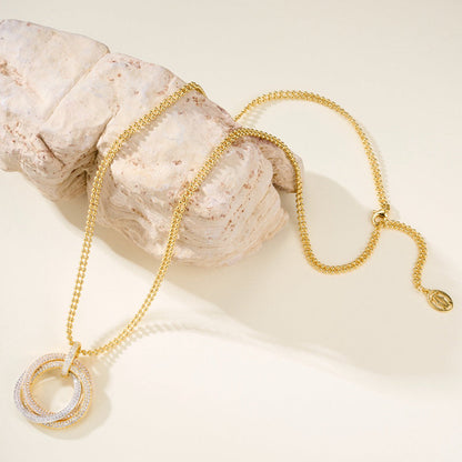 [Love Lucky]TRINITY LARGE FULL DIAMOND  NECKLACE