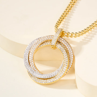 [Love Lucky]TRINITY LARGE FULL DIAMOND  NECKLACE