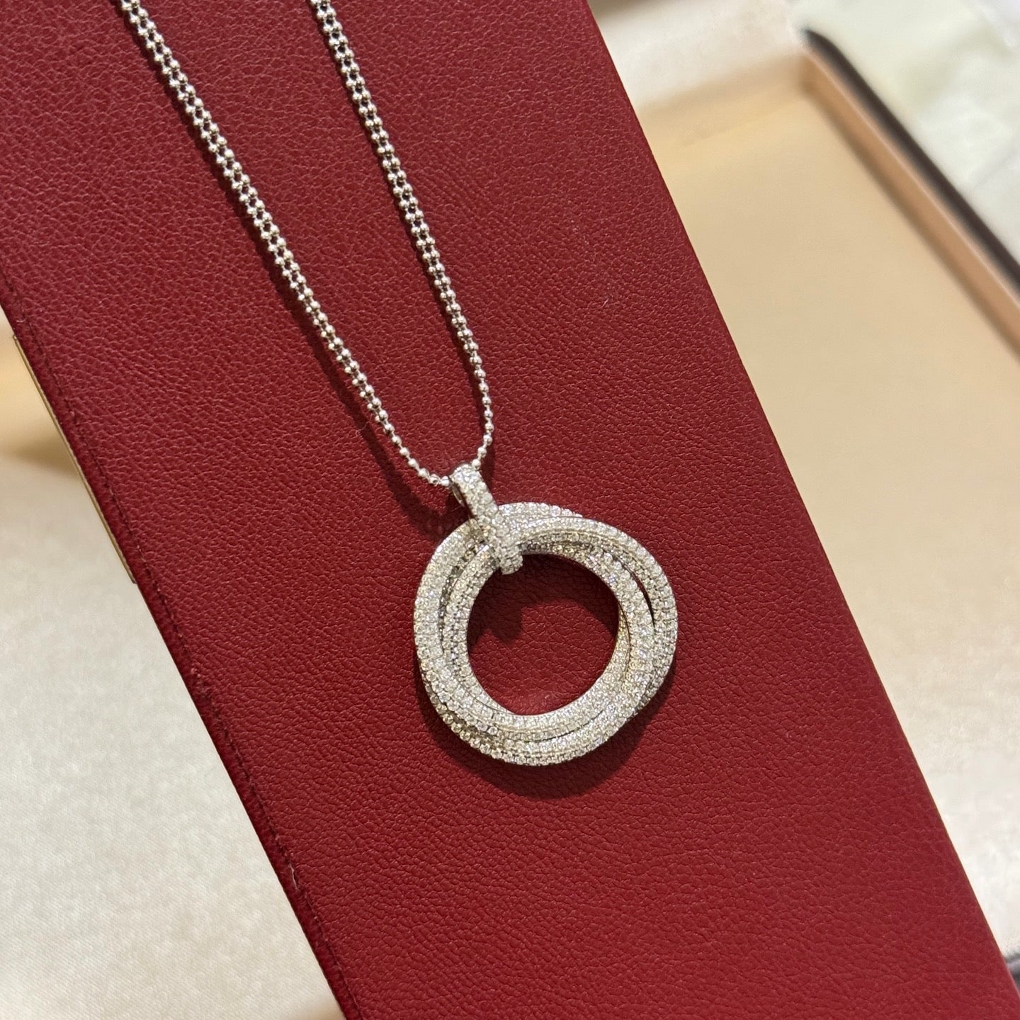 [Love Lucky]TRINITY LARGE FULL DIAMOND  NECKLACE