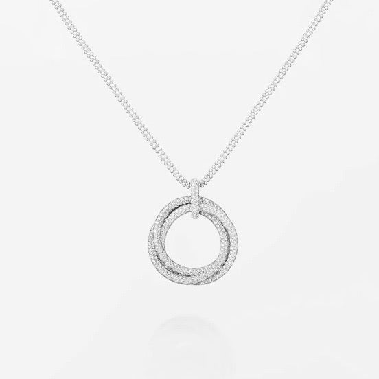 [Love Lucky]TRINITY LARGE FULL DIAMOND  NECKLACE