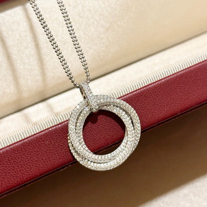 [Love Lucky]TRINITY LARGE FULL DIAMOND  NECKLACE