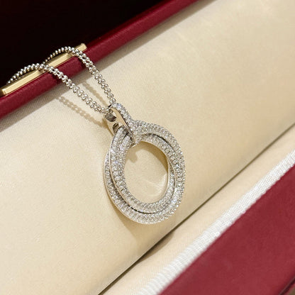 [Love Lucky]TRINITY LARGE FULL DIAMOND  NECKLACE