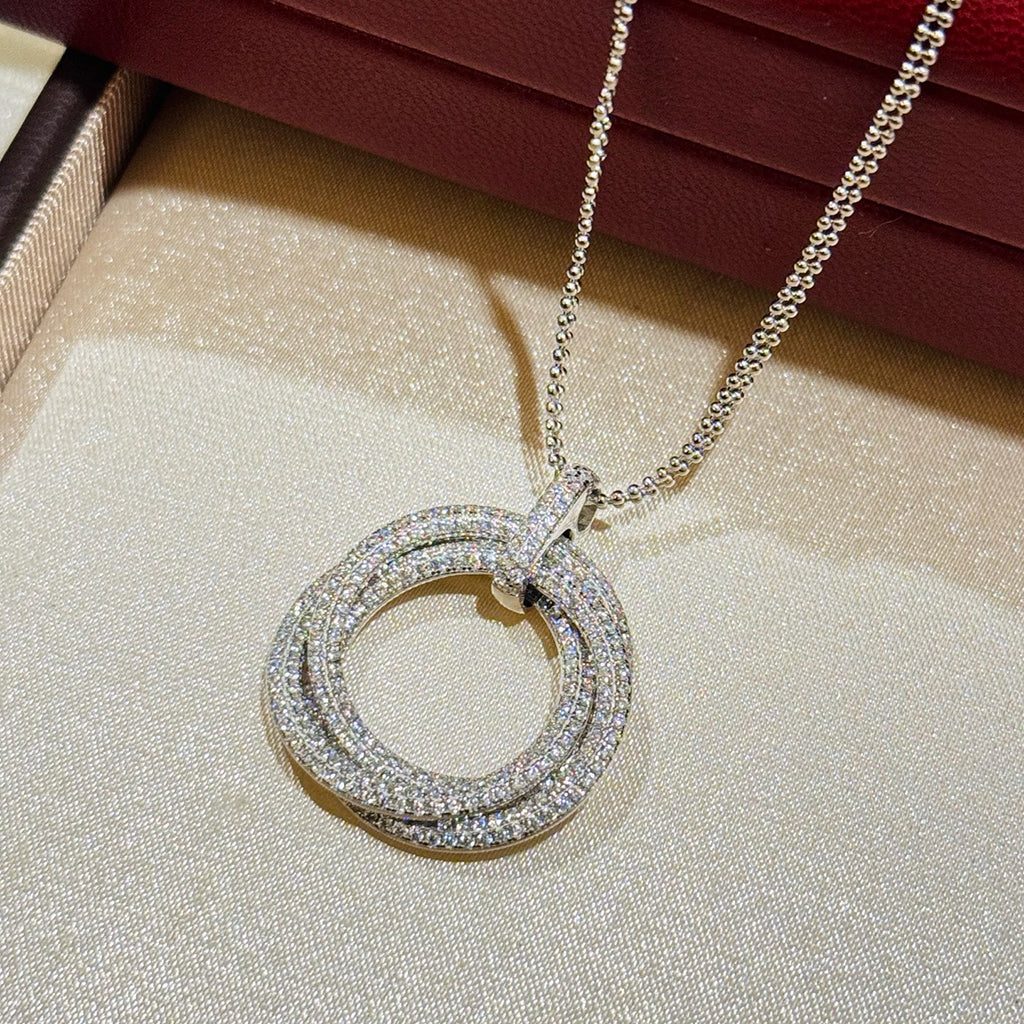 [Love Lucky]TRINITY LARGE FULL DIAMOND  NECKLACE