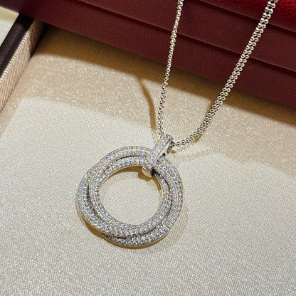 [Love Lucky]TRINITY LARGE FULL DIAMOND  NECKLACE