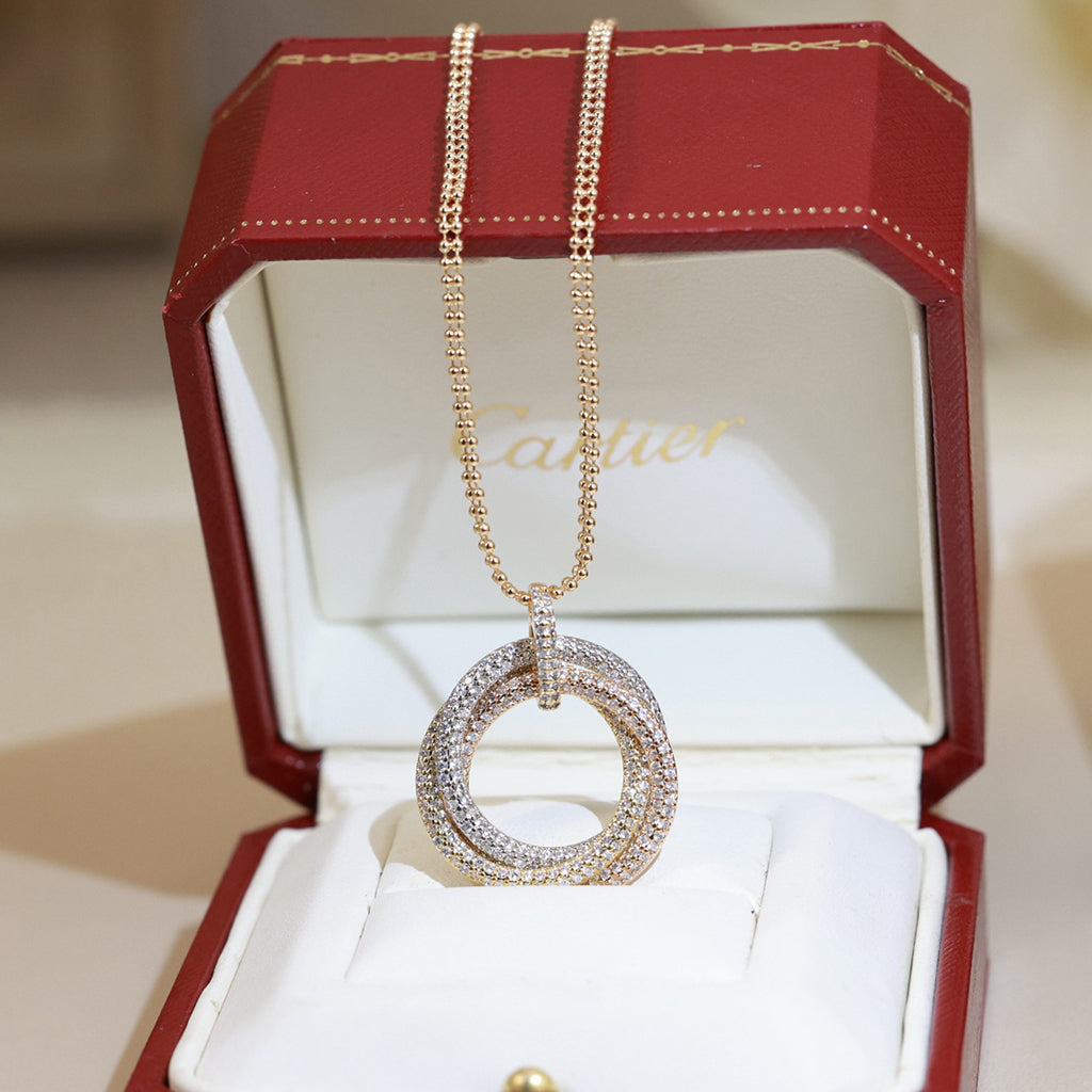 [Love Lucky]TRINITY LARGE FULL DIAMOND  NECKLACE