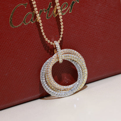 [Love Lucky]TRINITY LARGE FULL DIAMOND  NECKLACE