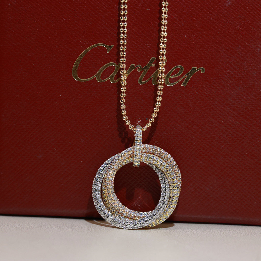 [Love Lucky]TRINITY LARGE FULL DIAMOND  NECKLACE
