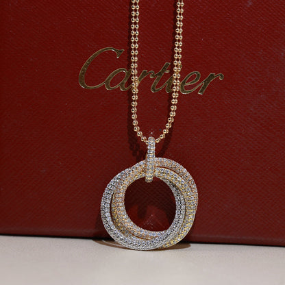 [Love Lucky]TRINITY LARGE FULL DIAMOND  NECKLACE