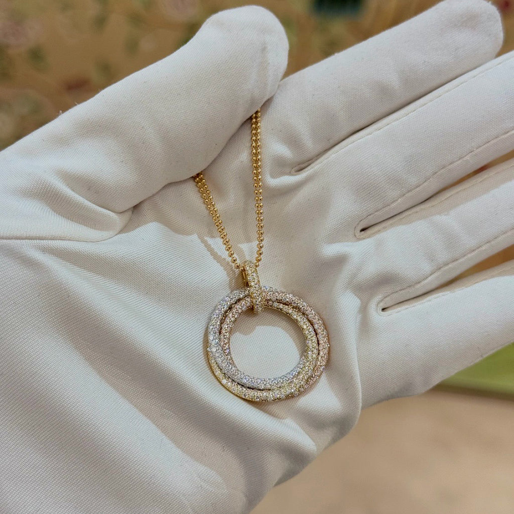 [Love Lucky]TRINITY LARGE FULL DIAMOND  NECKLACE