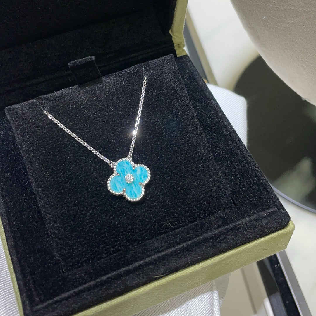 [Love Lucky]CLOVER 15MM DIAMOND SVRES PORCELAIN  NECKLACE SILVER