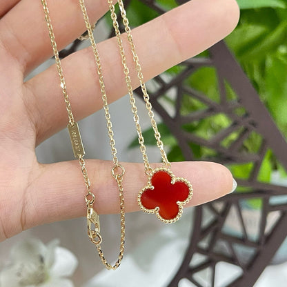 [Love Lucky]三葉草 15MM 赤玉髓 單花項鍊