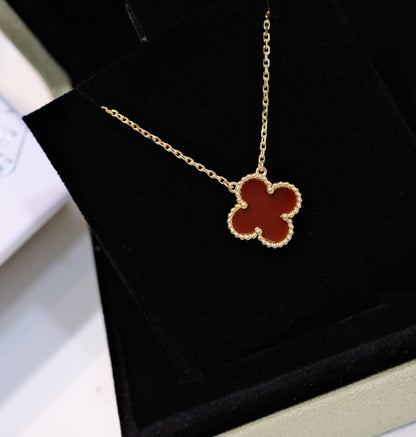 [Love Lucky]三葉草 15MM 赤玉髓 單花項鍊