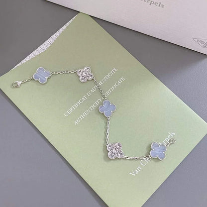 [Love Lucky] CLOVER 5 MOTIF PURPLE CHALCEDONY BRACELET COLLECTION