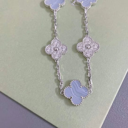 [Love Lucky] CLOVER 5 MOTIF PURPLE CHALCEDONY BRACELET COLLECTION
