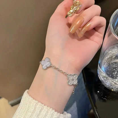 [Love Lucky] CLOVER 5 MOTIF PURPLE CHALCEDONY BRACELET COLLECTION