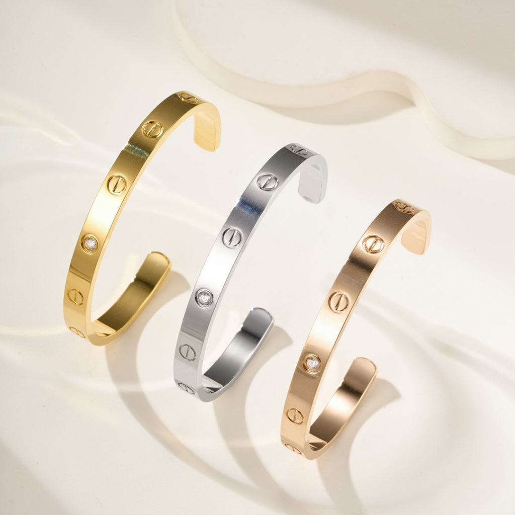 [Love Lucky]LOVE BRACELET 6.1MM 1 DIAMOND OPEN CUFF