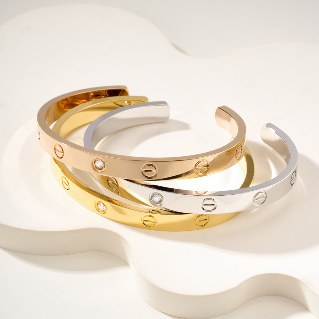 [Love Lucky]LOVE BRACELET 6.1MM 1 DIAMOND OPEN CUFF