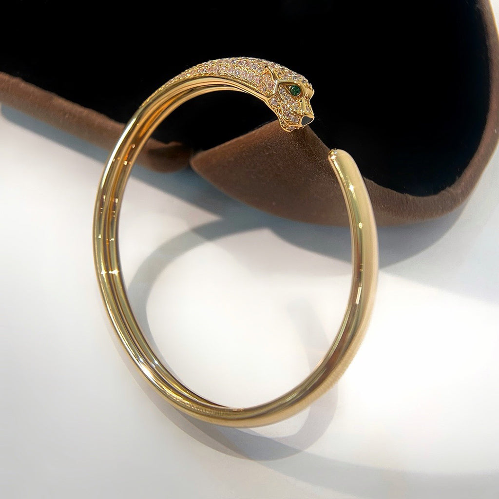 [Love Lucky]PANTHERE HALF DIAMOND OPEN BRACELET