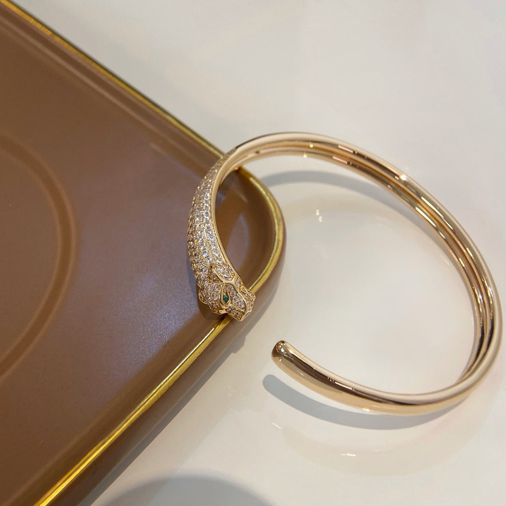 [Love Lucky]PANTHERE HALF DIAMOND OPEN BRACELET