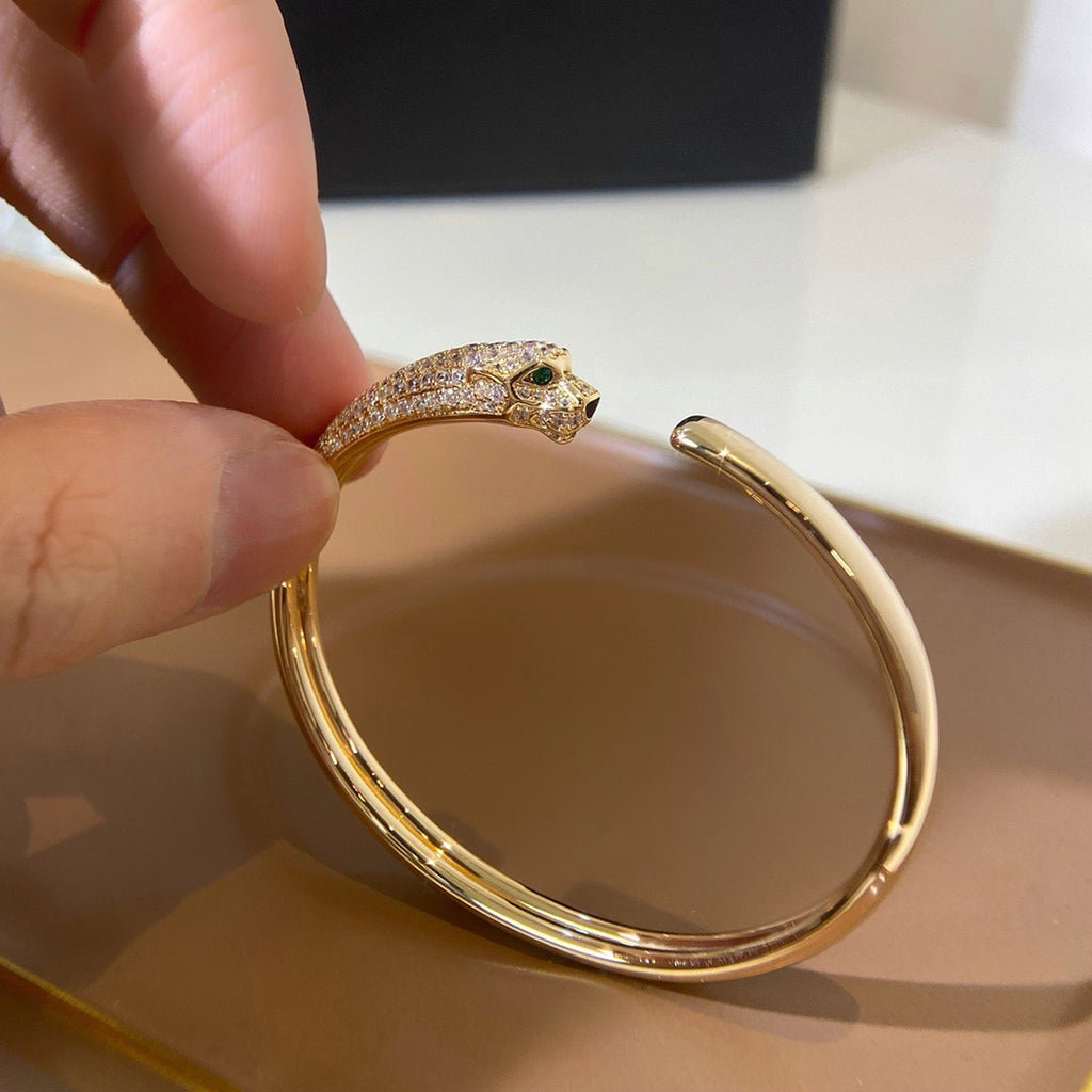 [Love Lucky]PANTHERE HALF DIAMOND OPEN BRACELET