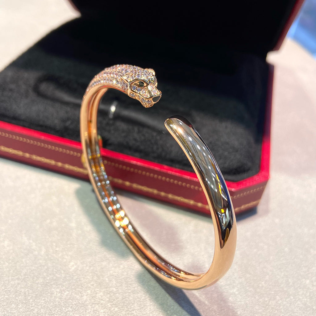 [Love Lucky]PANTHERE HALF DIAMOND OPEN BRACELET
