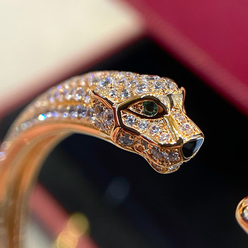 [Love Lucky]PANTHERE HALF DIAMOND OPEN BRACELET