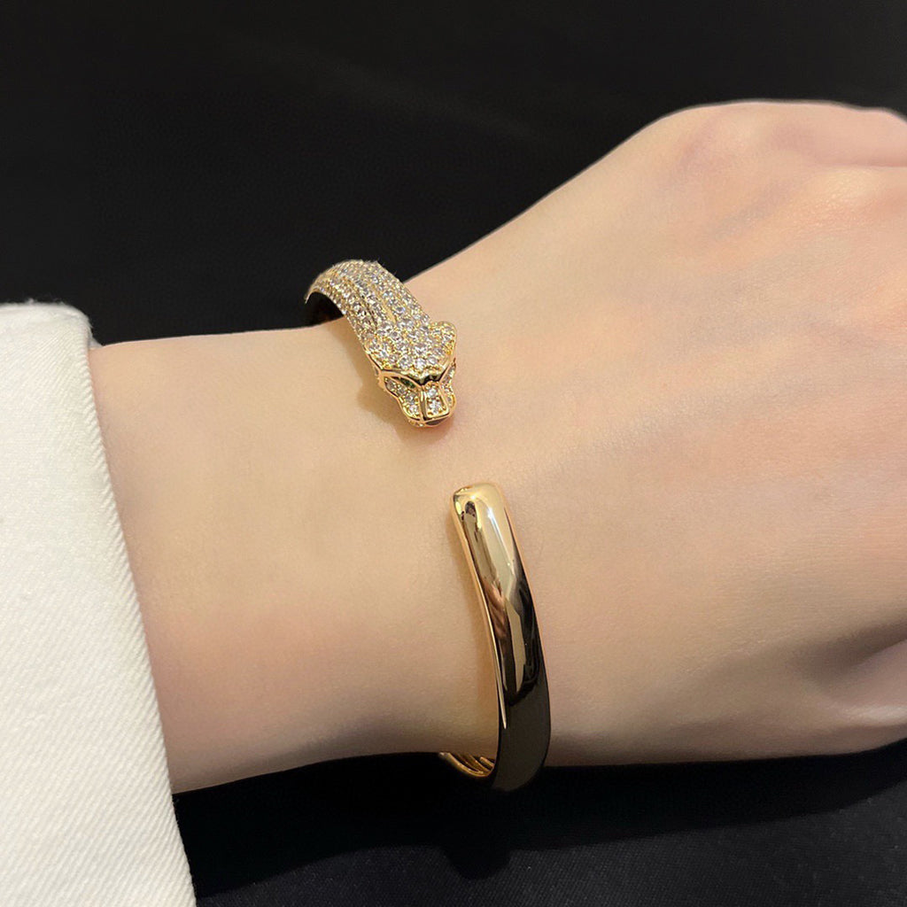 [Love Lucky]PANTHERE HALF DIAMOND OPEN BRACELET