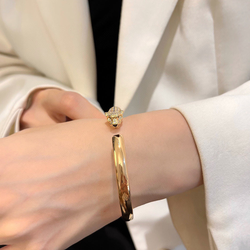 [Love Lucky]PANTHERE HALF DIAMOND OPEN BRACELET