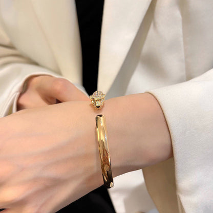 [Love Lucky]PANTHERE HALF DIAMOND OPEN BRACELET