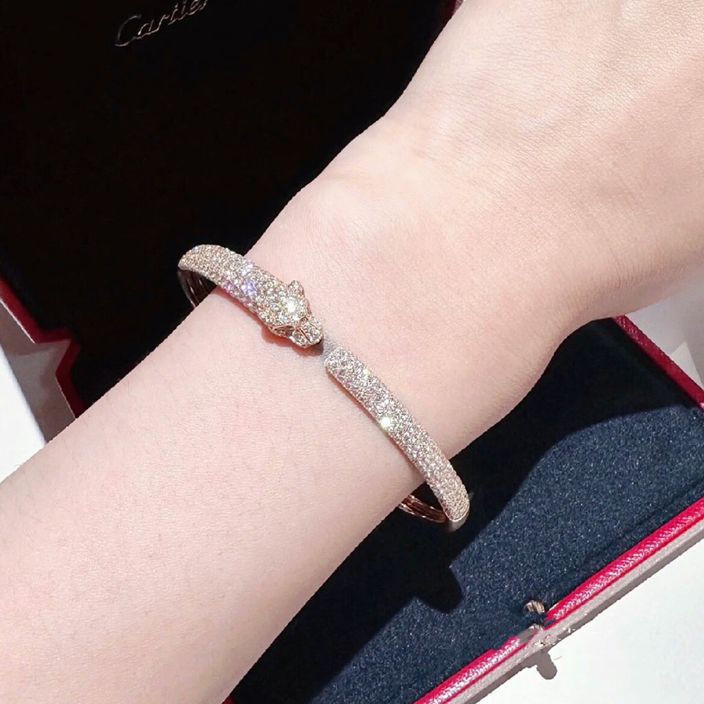 [Love Lucky]PANTHERE FULL DIAMOND OPEN BRACELET
