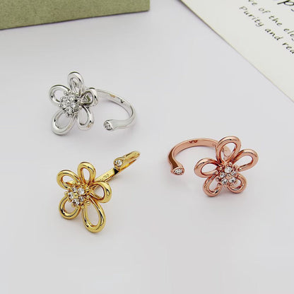 [Love Lucky]  FLOWERLACE OPEN RING 5 DIAMONDS