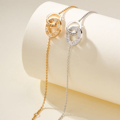 [Love Lucky]LOVE DOUBLE RING FULL DIAMOND BRACELET