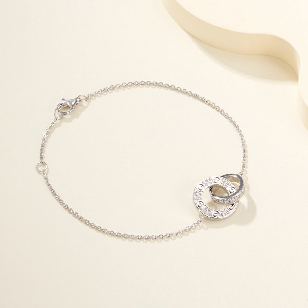 [Love Lucky]LOVE DOUBLE RING FULL DIAMOND BRACELET