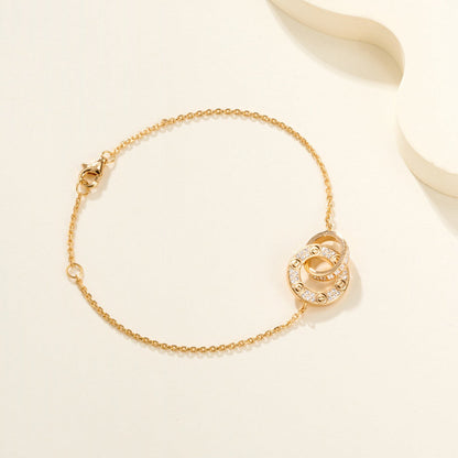 [Love Lucky]LOVE DOUBLE RING FULL DIAMOND BRACELET