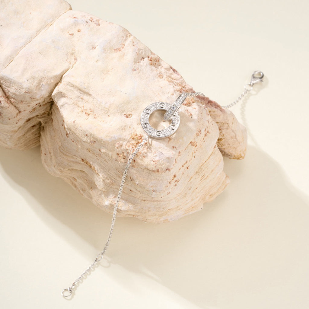 [Love Lucky]LOVE DOUBLE RING FULL DIAMOND BRACELET