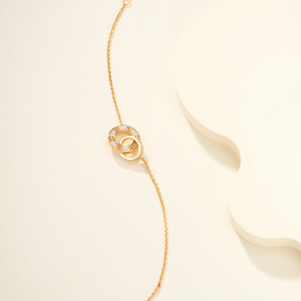 [Love Lucky]LOVE DOUBLE RING FULL DIAMOND BRACELET