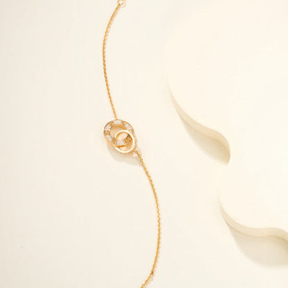 [Love Lucky]LOVE DOUBLE RING FULL DIAMOND BRACELET