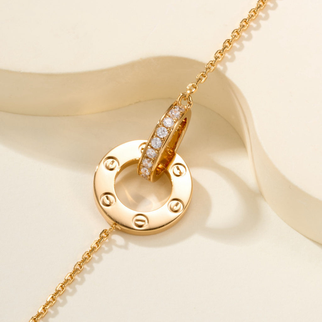[Love Lucky]LOVE DOUBLE RING FULL DIAMOND BRACELET