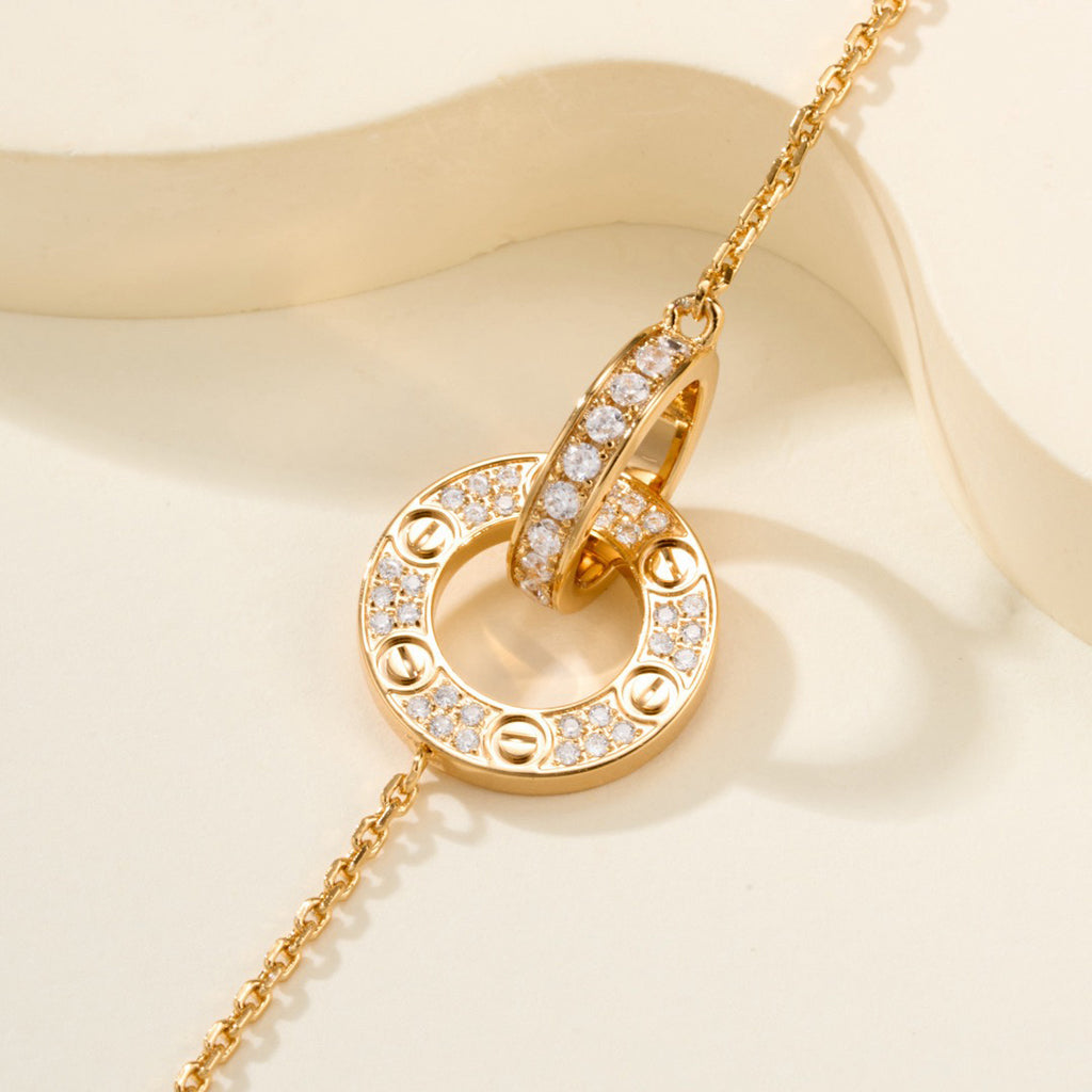 [Love Lucky]LOVE DOUBLE RING FULL DIAMOND BRACELET