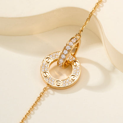 [Love Lucky]LOVE DOUBLE RING FULL DIAMOND BRACELET