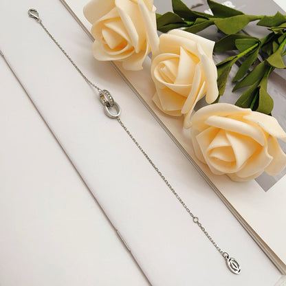 [Love Lucky]LOVE DOUBLE RING HALF DIAMOND BRACELET