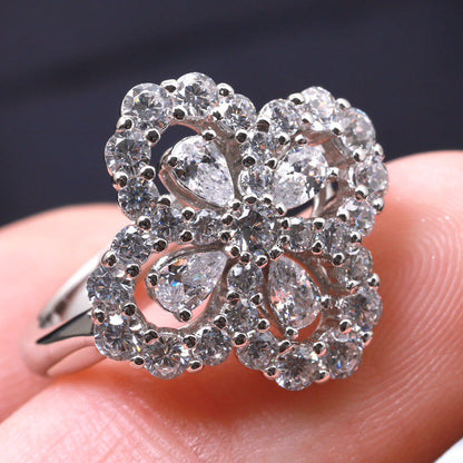 [Love Lucky] BAGUE LOOP À MOTIF ENTIER EN DIAMANTS 16 MM ARGENT